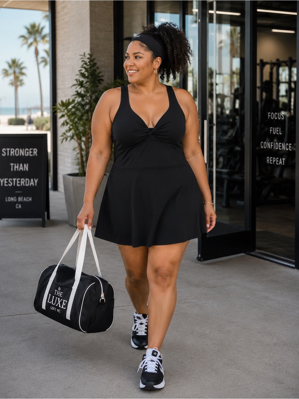 All In Motion Athletic Twist Front Dress Plus Size XL Black Activewear NWT